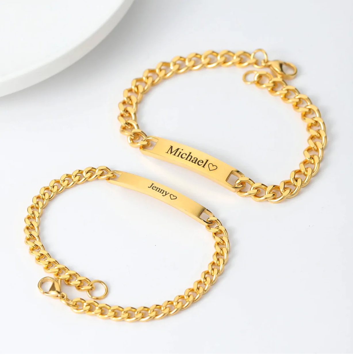 Couple Engraved Bracelets + Rose Box