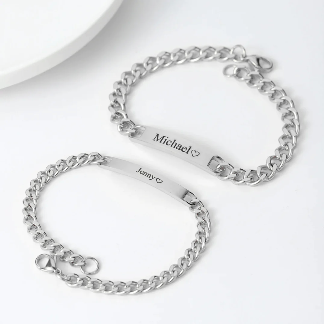 Couple Engraved Bracelets + Rose Box