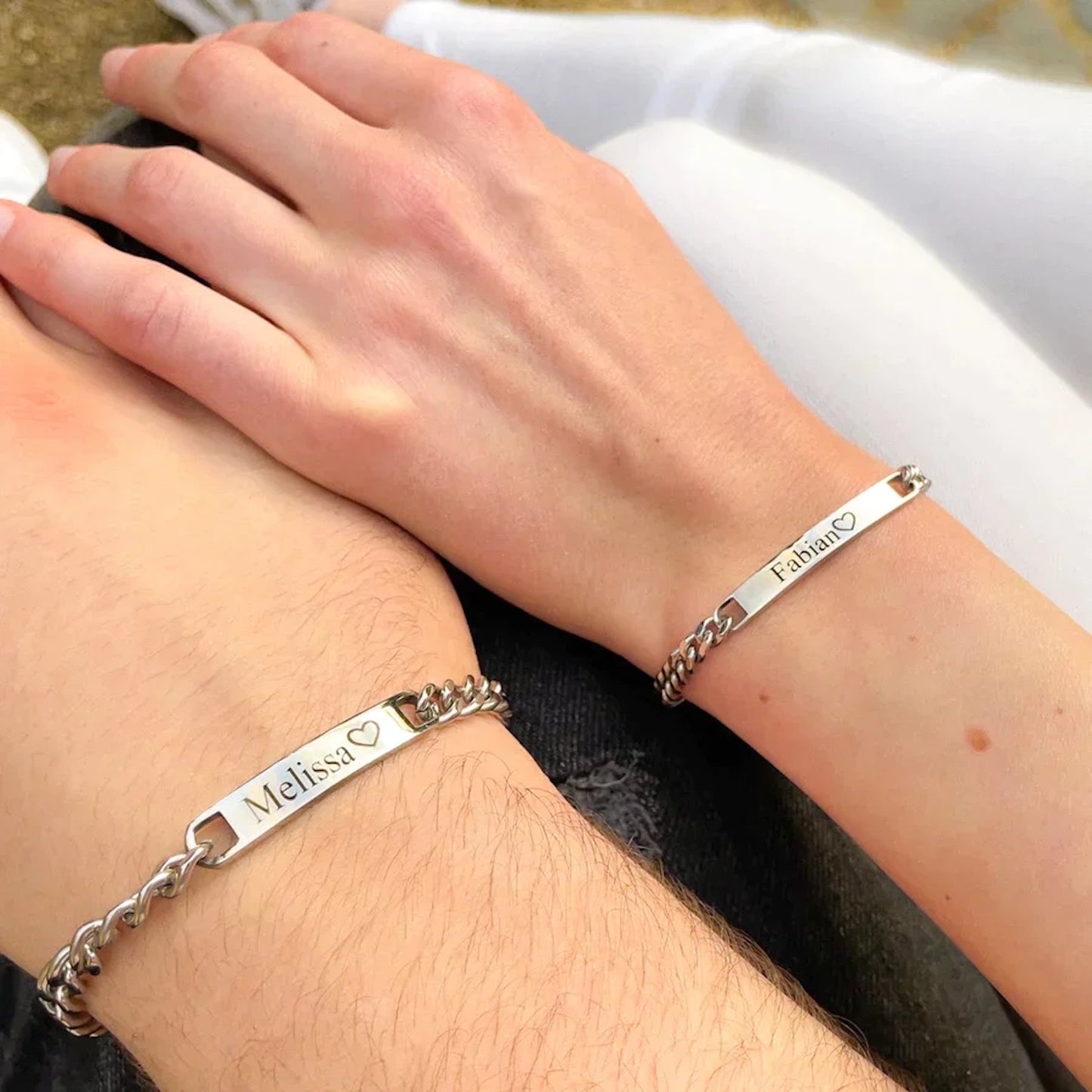 Couple Engraved Bracelets + Rose Box